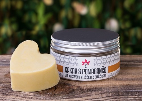 Kakav s pomarančo – Bio kakavova ploščica z bleščicami